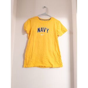 Nike yellow navy short sleeve shirt women's size large slim‎ fit